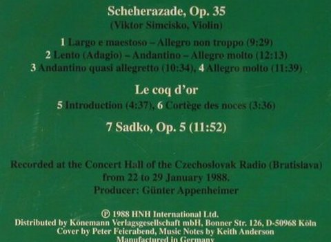 Rimski-Korsakov,Nikolay: Scheherazade / Le Coq D'Or / Sadko, HNH(8.550098), D, 1988 - CD - 94616 - 7,50 Euro