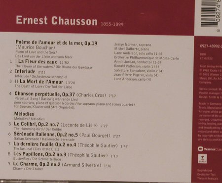 Chausson,Ernest: Poeme De L'Amour et de La Mer/, Warner Classics(), EU, 2002 - CD - 94626 - 5,00 Euro