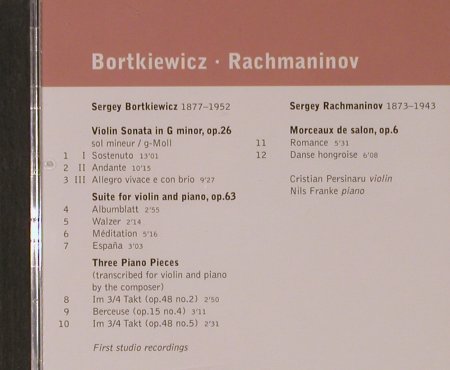Bortkiewicz,S. / S.Rachmaninov: Complete Works For Violin & Piano/M, Warner Classics(), EU, 2005 - CD - 94654 - 5,00 Euro