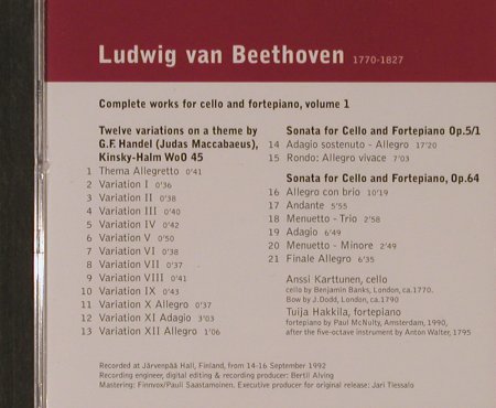 Beethoven,Ludwig van: Complete Works For Cello & Fortepia, Warner Classics(), EU, 2003 - CD - 94659 - 5,00 Euro