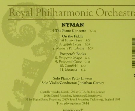 Nyman,Michael: Klavierkonzert/On The Fiddle/Prospe, Intersound(2860), US, 1996 - CD - 94667 - 7,50 Euro