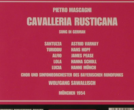 Mascagni,Pietro: Cavalleria Rusticana in deutsch(54), Walhall(WLCD 0079), EU, 2005 - CD - 94715 - 7,50 Euro