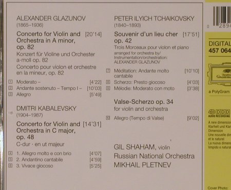 Glazunov,Alexander/Kabalevsky/Tsch.: Violin Concertos, Deutsche Gramophon(457 064-2), D, 1997 - CD - 94729 - 7,50 Euro