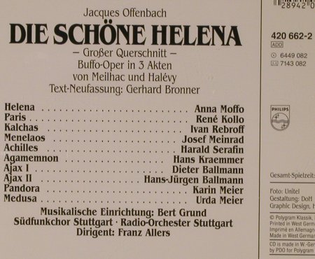 Offenbach,Jacques: Die schöne Helena-Gr.Querschnitt, Philips(420 662-2), D, 1975 - CD - 94738 - 7,50 Euro
