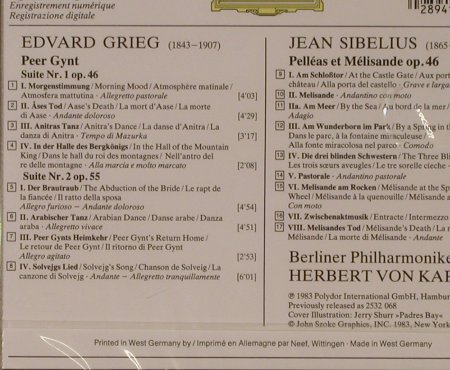 Grieg,Edvard / Jean Sibelius: Peer-Gynt Suiten 1&2/Pelleas et Mel, Deutsche Gramophon(410 026-2), D FS-New, 1983 - CD - 94752 - 10,00 Euro