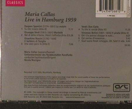 Callas,Maria: Live In Hamburg 1959, EMI(5 62681 2), EU, 1999 - CD - 95328 - 7,50 Euro