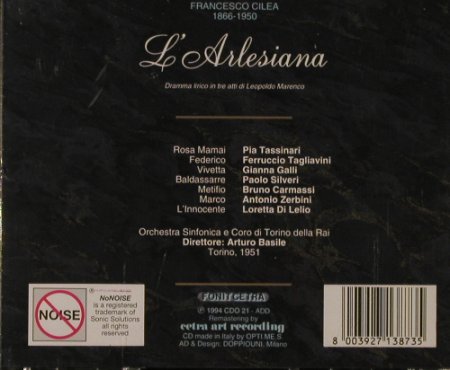 Cilea,Francesco: L'Arlesiana(51), Fonit Cetra(CDO 21), I, 1994 - 2CD - 95352 - 15,00 Euro