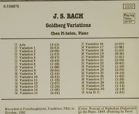 Bach,Johann Sebastian: Goldberg Variations, Naxos(8.550078), D, 1988 - CD - 97408 - 5,00 Euro