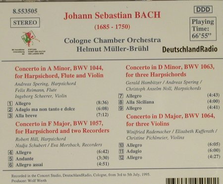 Bach,Johann Sebastian: Concerti for 3 Hapschords / Hapsich, Naxos(8.553505), D, 1995 - CD - 97413 - 5,00 Euro