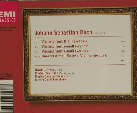 Bach,Johann Sebastian: Violinkonzerte BWV 1041-43,1056,, EMI(5 74655 2), EU, 2001 - CD - 97426 - 5,00 Euro