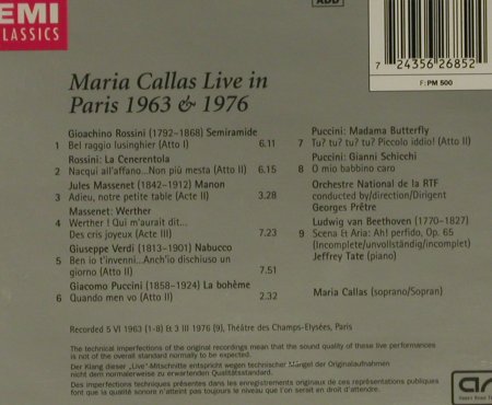 Callas,Maria: Live In Paris, EMI(), EU, 2003 - CD - 97429 - 7,50 Euro
