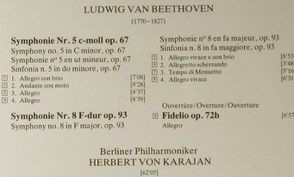 Beethoven,Ludwig van: Sinfonien 5 & 8, Deutsche Grammophon(419 051-2), D,  - CD - 98085 - 5,00 Euro