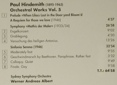 Hindemith,Paul: Orchestral Works 5, CPO(999 008-2), D, 1991 - CD - 98507 - 10,00 Euro