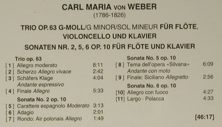 Weber,Carl Maria von: Trio G-Moll Op.63, Sonaten Op.10, Signum(SIG X24-00), D, 1993 - CD - 98511 - 14,00 Euro