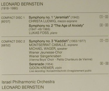 Bernstein,Leonard: The Symphonies, Deutsche Grammophon(445 245-2), D, 1994 - 2CD - 98609 - 20,00 Euro