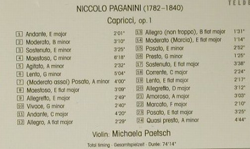 Paganini,Nicolo: Capricci, op.1,'87,Michaela Paetsch, Teldec(4509-98694-2), D, 1994 - CD - 98987 - 7,50 Euro