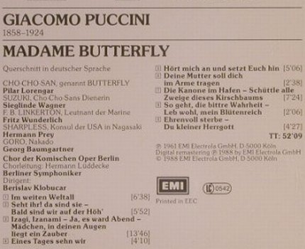 Puccini,Giacomo: Madame Butterfly, EMI(CDM 7 69214 2), EU, 1988 - CD - 99469 - 7,50 Euro
