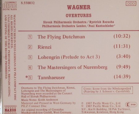 Wagner,Richard: Overtures, Naxos(8.550032), D, 1987 - CD - 99473 - 5,00 Euro