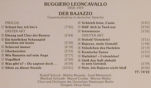 Leoncavallo,Ruggiero: Der Bajazzo, EMI(25 2347 2), D, 1990 - CD - 99474 - 7,50 Euro