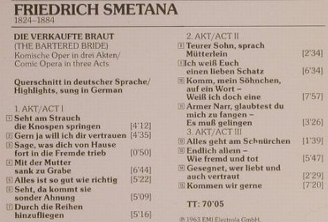 Smetana,Friedrich: Die Verkaufte Braut, Gr.Querschnitt, EMI(CDM 7 69094 2), D, 1987 - CD - 99478 - 7,50 Euro