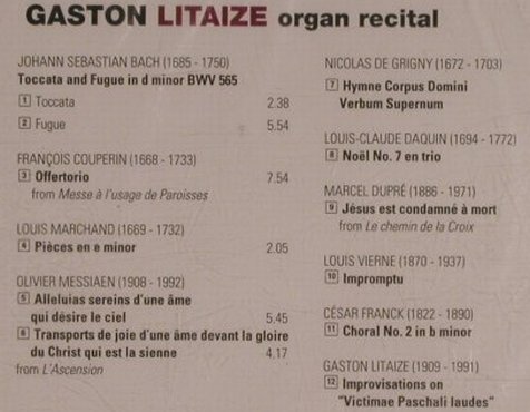 Litaize,Gaston: Organ Recital, FS-New, Aura Music(AUR 154-2), I, 2000 - CD - 99940 - 5,00 Euro