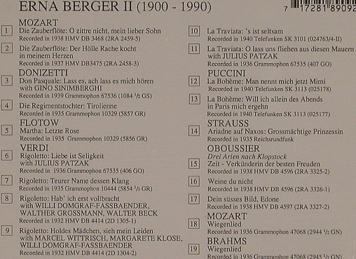 Berger,Erna: Lebendige Vergangenheit II, AustroMech(MONO 89092), P, 1994 - CD - 99954 - 7,50 Euro