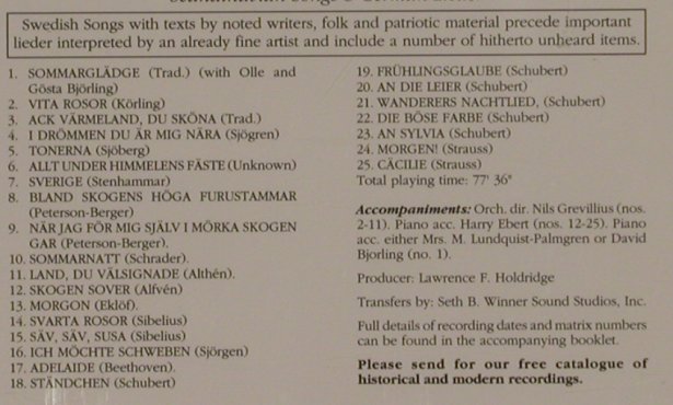 Björling,Jussi: Scandinavian Songs&German Lieder,V1, Pearl(GEMM CD 9041), EC, 1993 - CD - 99961 - 7,50 Euro