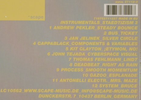 V.A.Instrumentals: Staedtizism 3 , Digi, Scape(12cd), EU, 2002 - CD - 81110 - 11,50 Euro