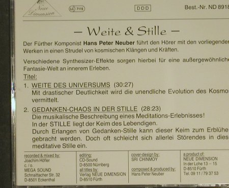 Neuber,Hans Peter: Weite und Stille, Neue Dimension(), D,  - CD - 84132 - 6,00 Euro