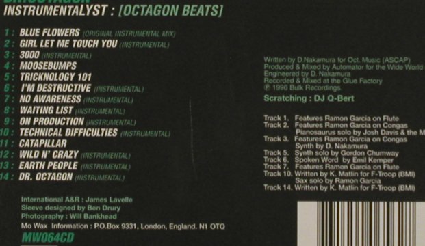 Dr.Octagon: Instrumentalyst:[Octagon Beats], Mo'Wax(MW064), UK, 1996 - CD - 91334 - 10,00 Euro