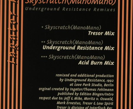 Ingator 2: Skyscratch(ManoMano)Tresor Mix, Tresor(4), D, 1992 - CD5inch - 96757 - 5,00 Euro