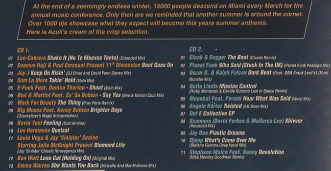 V.A.Miami 2003: Underground Sound...David Piccioni, Azuli(AZcd21), UK,FS-new, 2003 - 2CD - 99567 - 10,00 Euro
