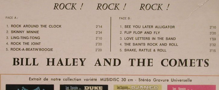 Haley,Bill & Comets: Rock ! Rock ! Rock !, m-/vg+, Musidisc(30 CV 1072), F, Ri,  - LP - F7345 - 4,00 Euro