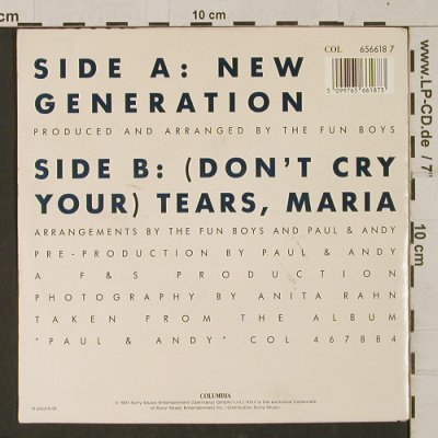 Paul & Andy: New Generation/(Don't cry your)Tear, Columbia(656618 7), D, 1991 - 7inch - T1273 - 2,50 Euro