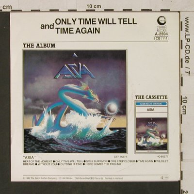 Asia: Only Time Will Tell/Time Again, Geffen(A-2594), NL,m /vg+, 1982 - 7inch - T1629 - 2,50 Euro