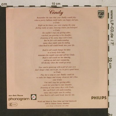 Peter,Sue & Marc: Cindy / Mooley Mooley, Philips(6003 587), D, 1976 - 7inch - T1640 - 3,00 Euro