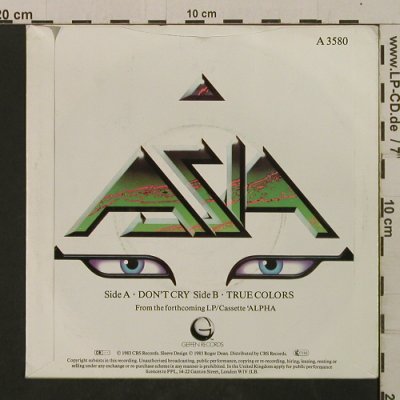 Asia: Don't Cry / True Colors, Geffen(A 3580), UK, 1983 - 7inch - T2093 - 2,00 Euro