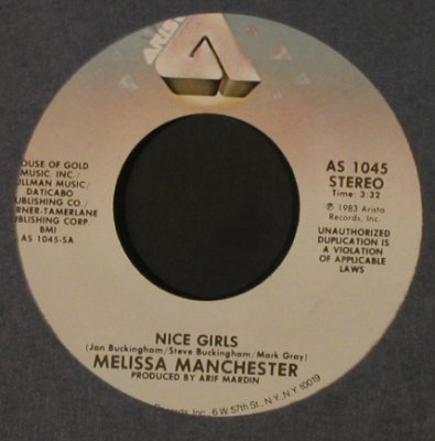 Manchester,Melissa: Nice Girls / Hey Ricky, FLC, Arista(AS 1045), US, 1982 - 7inch - T2174 - 1,50 Euro