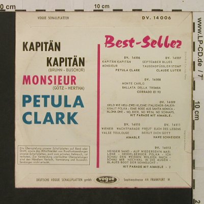 Clark,Petula: Monsieur, vg+/m-(sung in german), Vogue(14006), F, 1962 - 7inch - T2229 - 4,00 Euro