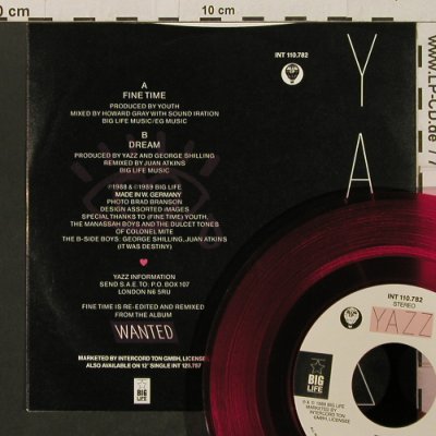 Yazz: Fine Time / Dream, Red Vinyl, Big Life(INT 110.782), D, 1989 - 7inch - T2772 - 3,00 Euro