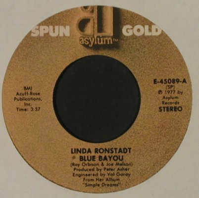 Ronstadt,Linda: It's So Easy / Blue Bayou, Ri, Spun Gold /Asylum(E-45089), US, LC, 1977 - 7inch - T2828 - 2,00 Euro