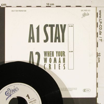 Logan,Johnny: Stay / When your woman cries,Promo, Epic(PRO 423), NL, 1987 - 7inch - T321 - 2,00 Euro