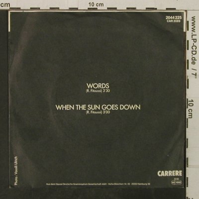F-R David: Words / Where The Sun Goes Down, Carrere(2044 225), D, 1982 - 7inch - T3869 - 1,50 Euro