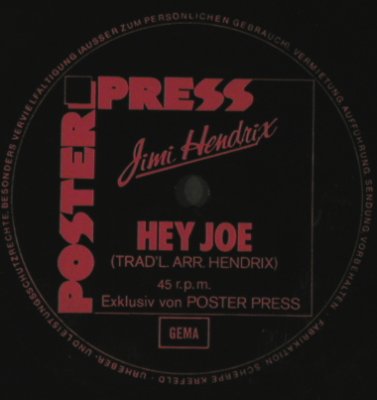 Hendrix,Jimi / Monika Dannemann: Hey Joe, spoken words, one-sided, Poster Press(SH 01034-1), D,NoCover,  - Flexi - T4693 - 5,00 Euro