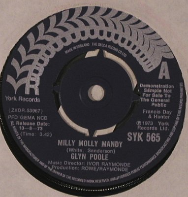 Poole,Glyn: Milly Molly Mandy-Sticker on center, York Records(SYK 565), UK,m-/--, 1973 - 7inch - T4852 - 4,00 Euro