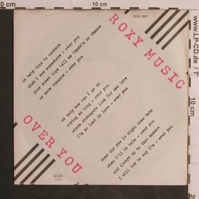 Roxy Music: Over You / Manifesto, Polydor(2001 961), D, 1980 - 7inch - T5068 - 3,00 Euro