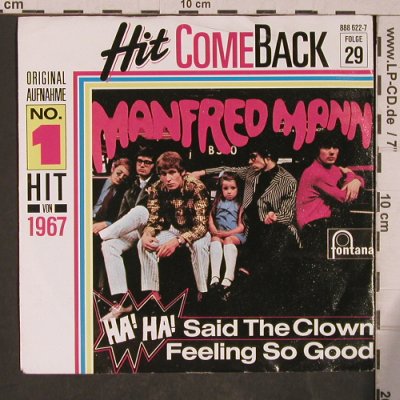 Mann,Manfred: Ha! Ha! Said The Clown, m-/vg+, Fontana-Hit ComeBack(888 622-7), D, Ri,  - 7inch - T5388 - 3,00 Euro