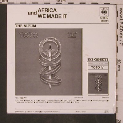 Toto: Africa / We Made It, CBS(A-2510), NL, 1982 - 7inch - T5776 - 3,00 Euro