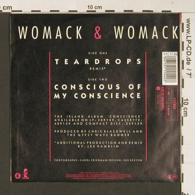 Womack & Womack: Teardrops / Conscious Of My Conscio, Island(111 542), D, 1988 - 7inch - S8974 - 2,50 Euro