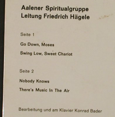 Aalener Spiritualgruppe: Spirituals, Foc, Teldec(720308), D,  - EP - T2642 - 4,00 Euro